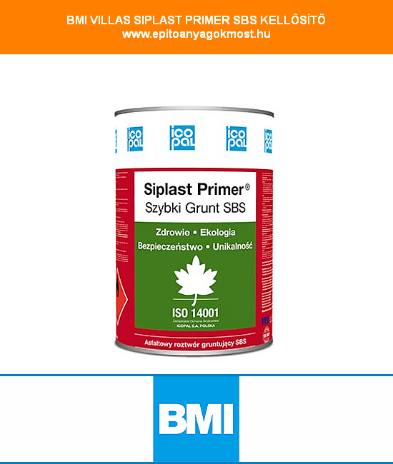 BMI VILLAS Siplast Primer Speed SBS oldószeres kellősítő 10 liter/kanna
