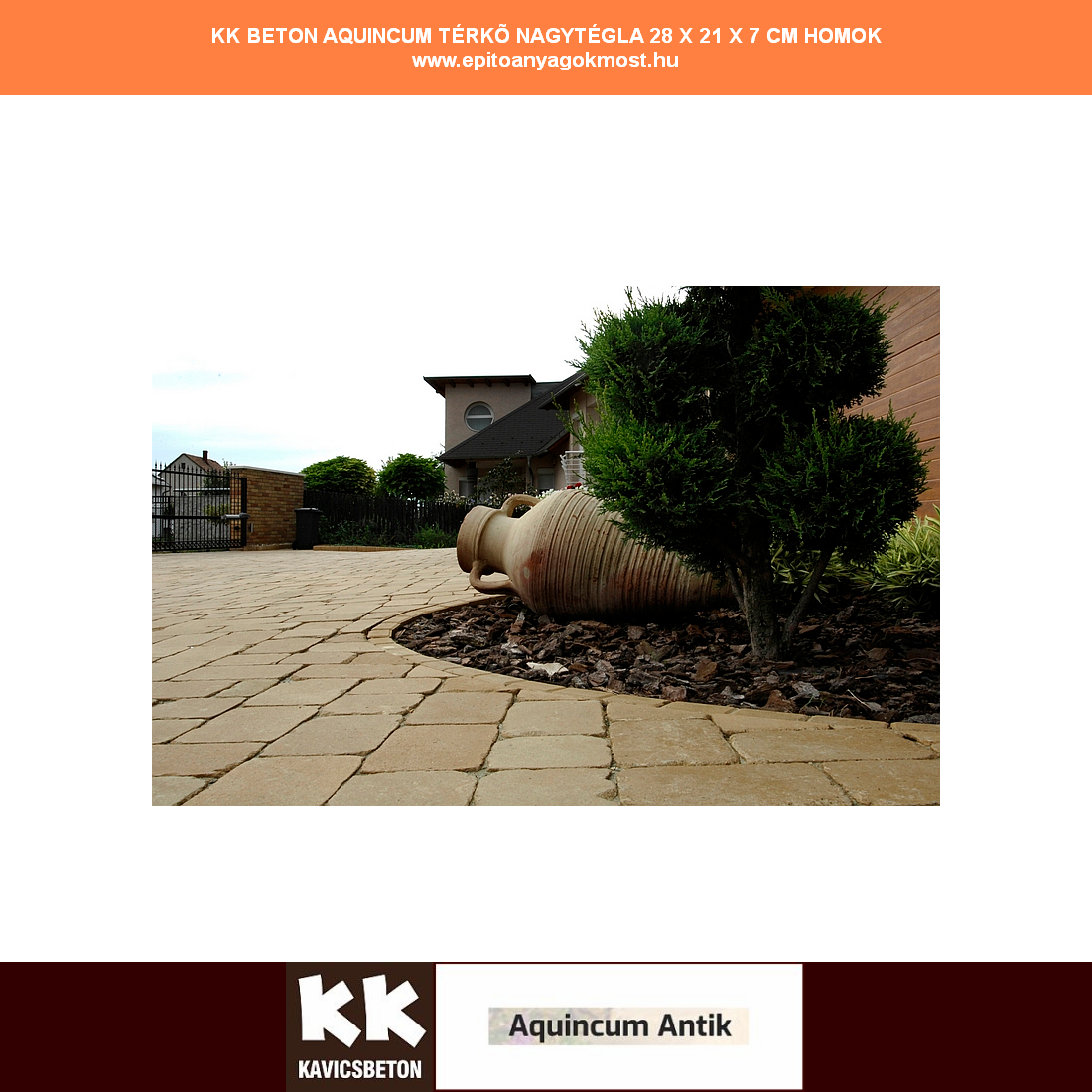 KK Beton Aquincum nagytégla 21x 28 cm Homok 144 db/raklap