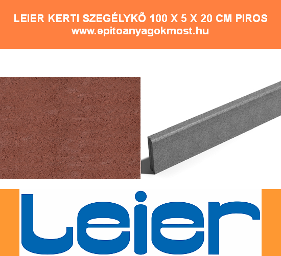 LEIER Quartz kerti szegélykő 20 cm magas, sík, Piros 60 db/raklap JS