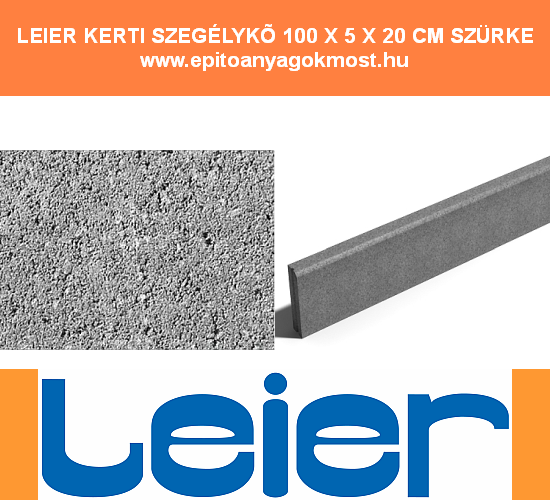 LEIER Quartz kerti szegélykő 20 cm magas, sík szürke 60 db/raklap KL