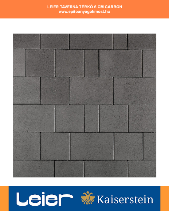 LEIER Taverna térkő 6 cm Carbon 12 m2/raklap