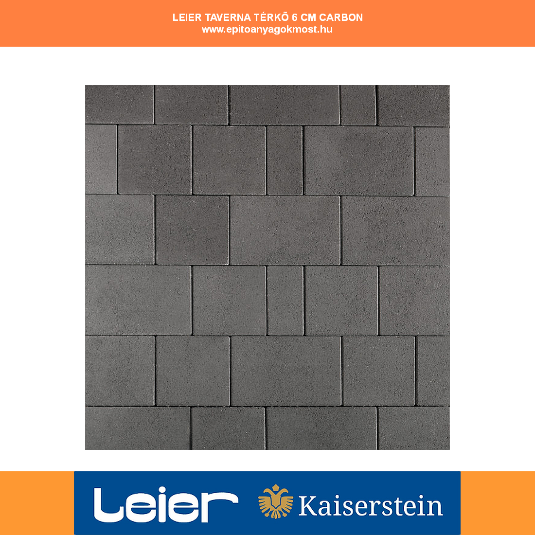 LEIER Taverna térkő 6 cm Carbon 12 m2/raklap