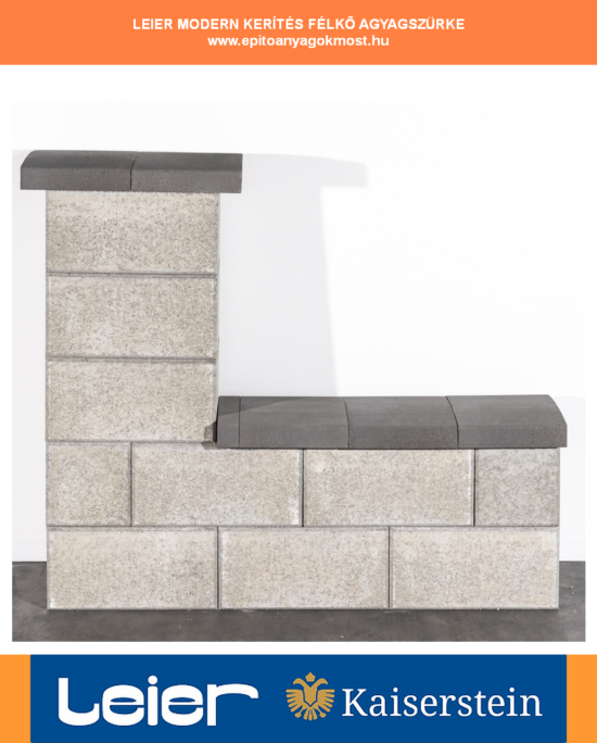 LEIER Modern kerítéskő natúr normálkő 40x20x20 cm agyagszürke