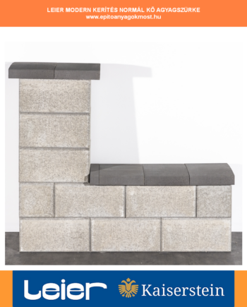 LEIER Modern kerítéskő natúr félkő 20x20x20 cm agyagszürke