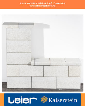 LEIER Modern kerítéskő natúr félkő 20x20x20 cm törtfehér