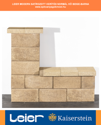 LEIER Modern kerítéskő natúr SATÍROZOTT normálkő 40x20x20 cm beige-barna