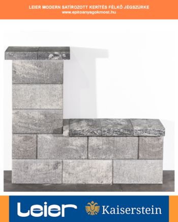 LEIER Modern kerítéskő natúr SATÍROZOTT félkő 20x20x20 cm jégszürke