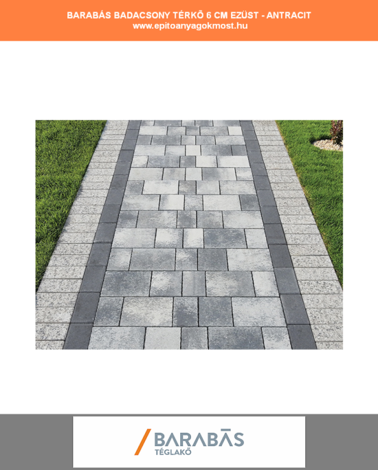 BARABÁS Badacsony térburkoló Ezüst-Antracit 370 db/raklap