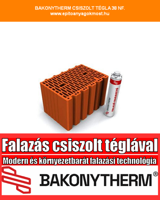 BAKONYTHERM 38 NF CSISZOLT falazótégla, ragasztóhabbal 60 db/raklap