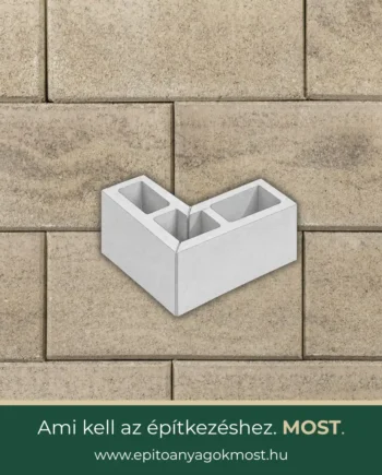 LEIER Modern Satírozott kerítéskő sarokelem 40 x 20 x 20 cm Beige-barna