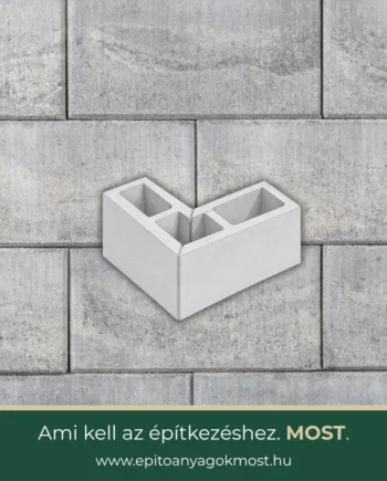 LEIER Modern Satírozott kerítéskő sarokelem 40 x 20 x 20 cm Jégszürke