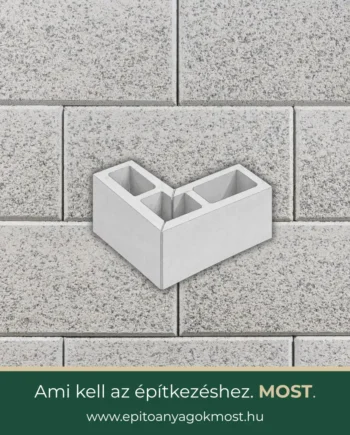 LEIER Modern Finomszórt kerítéskő sarokelem 40 x 20 x 20 cm Törtfehér